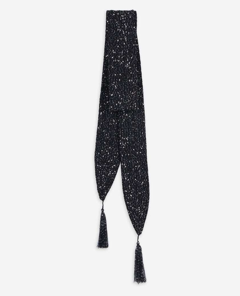 The Kooples F BLACK black thin sequined knit scarf