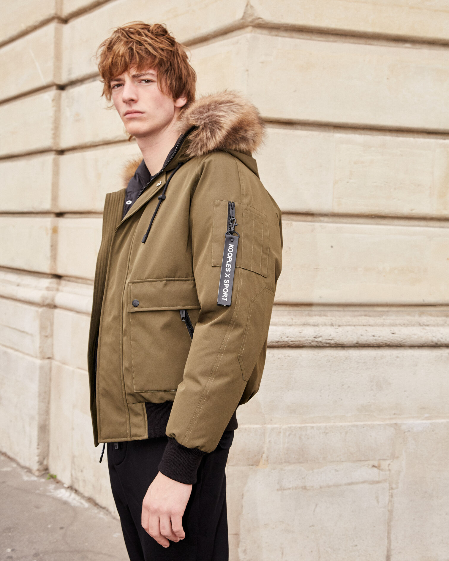 Cropped khaki down jacket with lined hood, KAKI, hi-res image number null