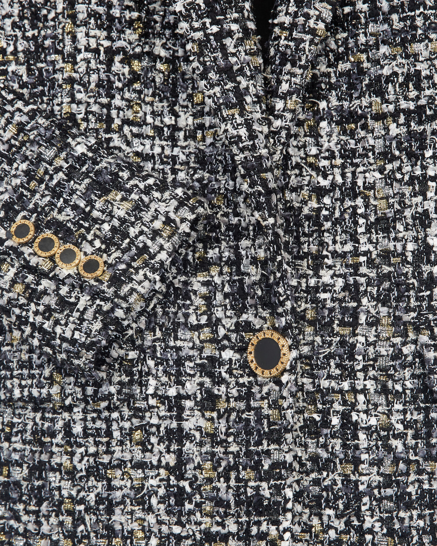 Long buttoned grey tweed jacket, GREY BLACK, hi-res image number null