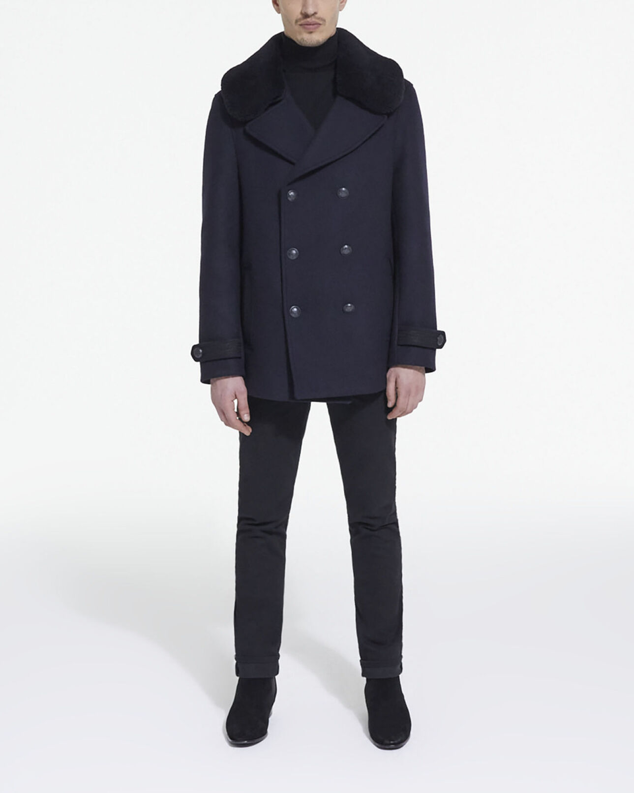 The Kooples MEN DARK NAVY navy blue wool coat