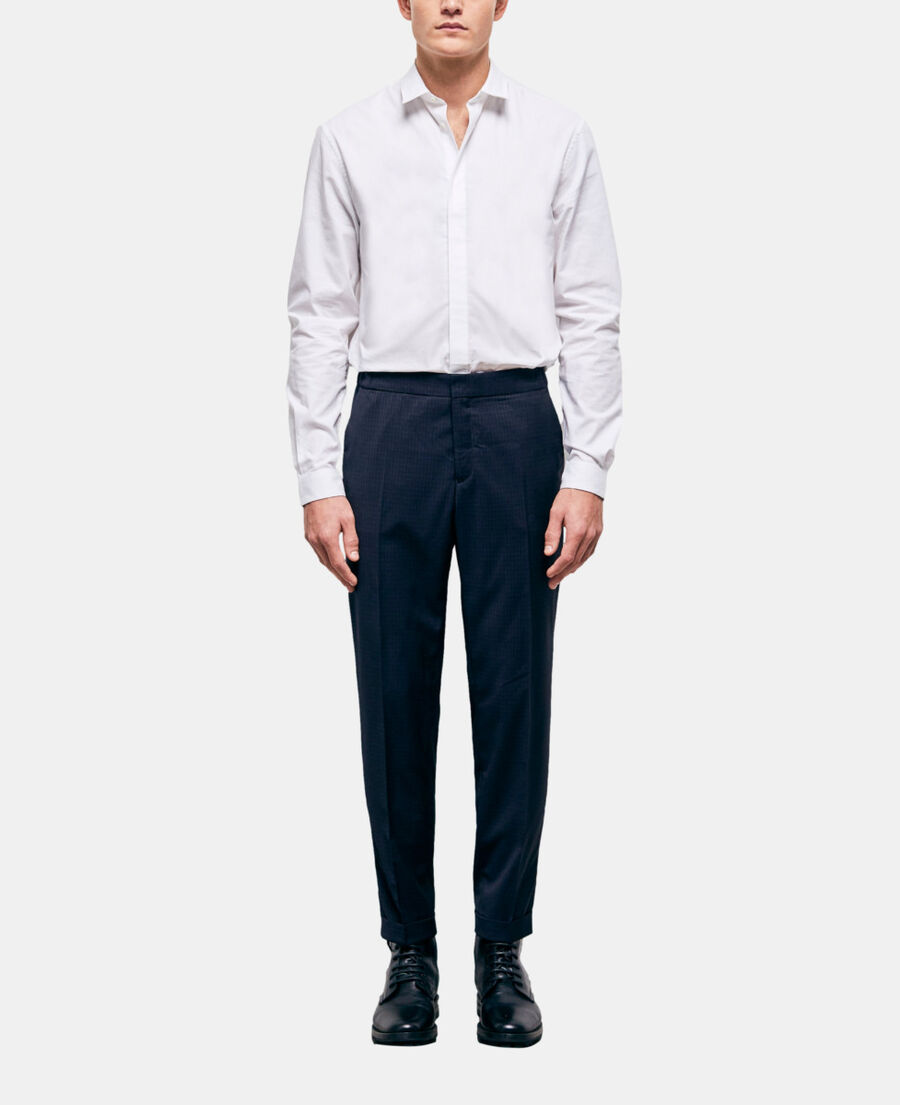 pantalon de costume en laine à carreaux