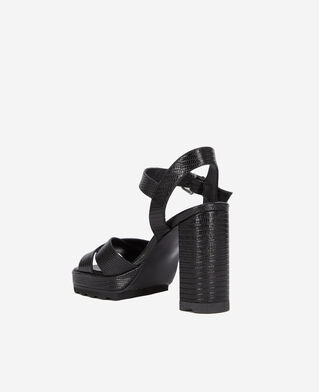 The Kooples FEMME BLACK sandales à talons en cuir noir effet lézard