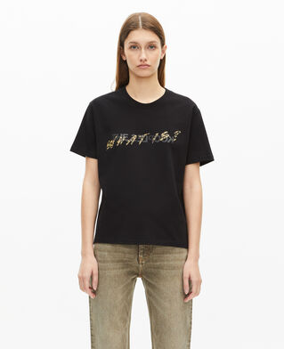 The Kooples FEMME BLACK t-shirt what is noir et léopard