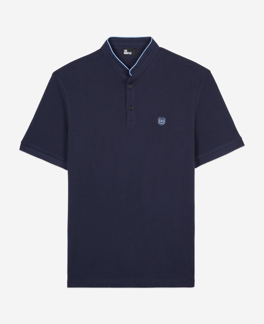 The Kooples HOMME NAVY/ PIPING NAVY polo en coton piqué bleu marine
