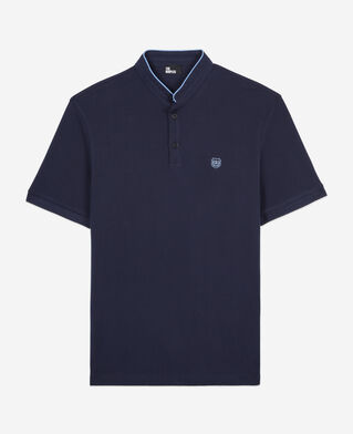 The Kooples HOMME NAVY/ PIPING NAVY polo en coton piqué bleu marine