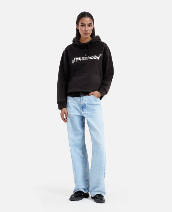 women's black what is sweatshirt with rhinestones