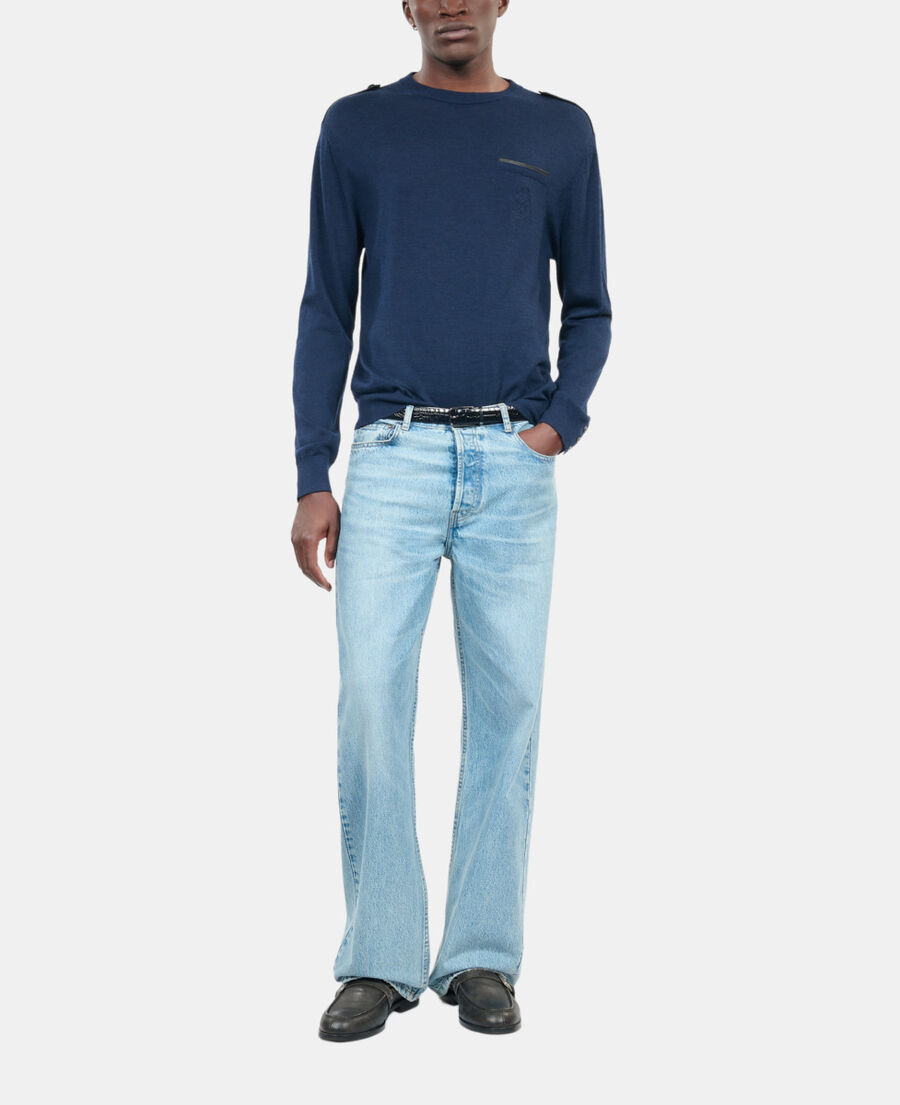 The Kooples MEN DARK BLUE blue merino wool sweater