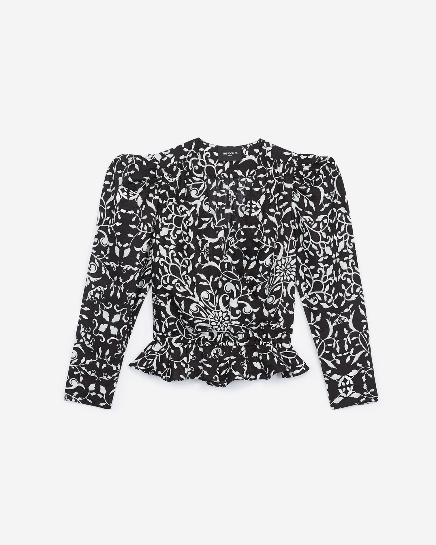 Top noir croisé motifs, BLACK, hi-res image number null