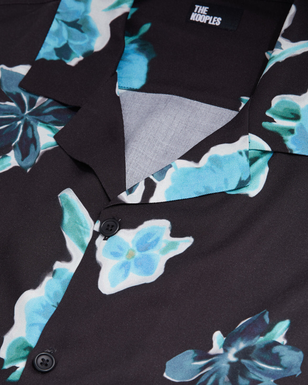 The Kooples HERREN BLACK BLUE kurzärmeliges hemd mit print