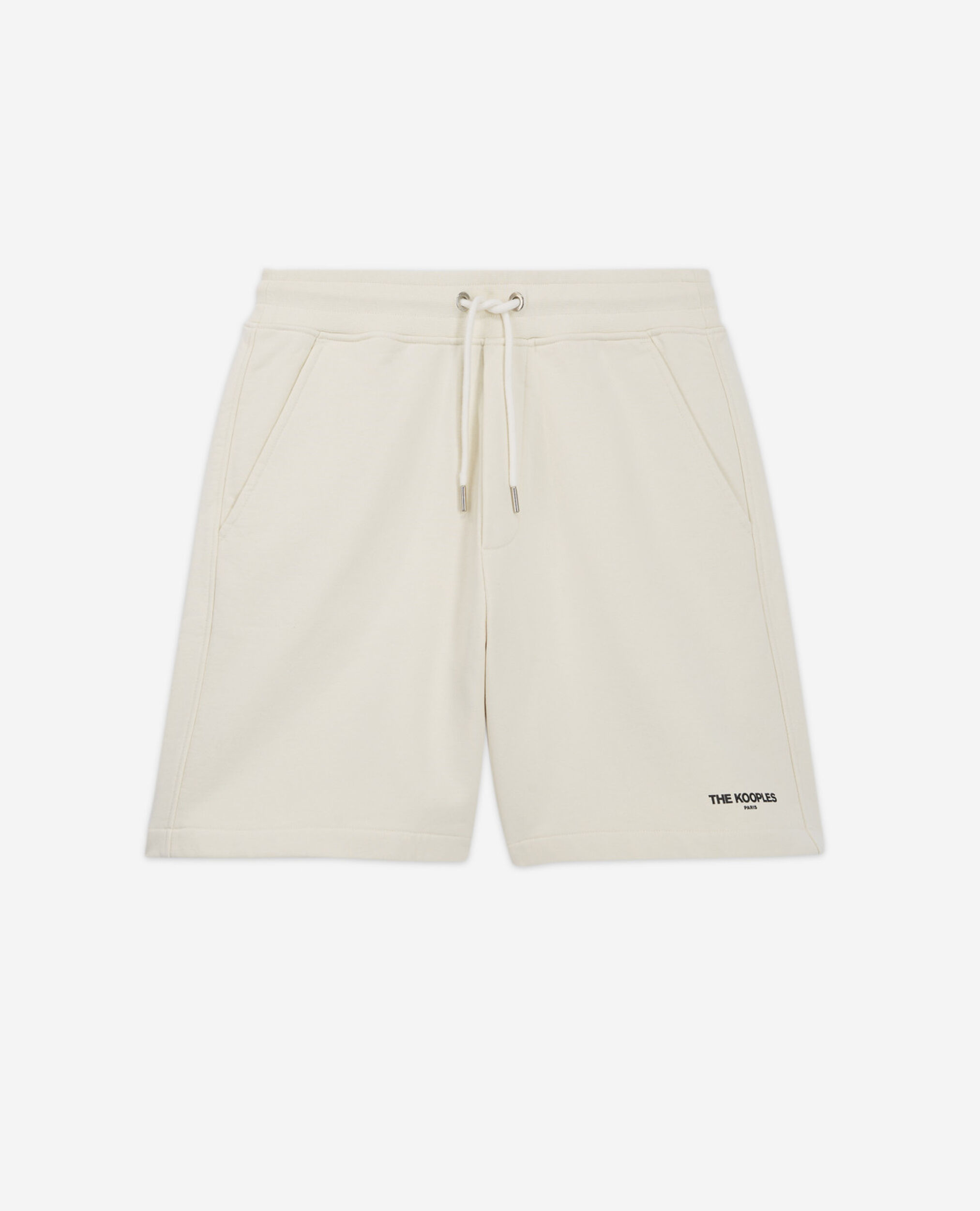 Ecru fleece shorts with small logo, ECRU, hi-res image number null
