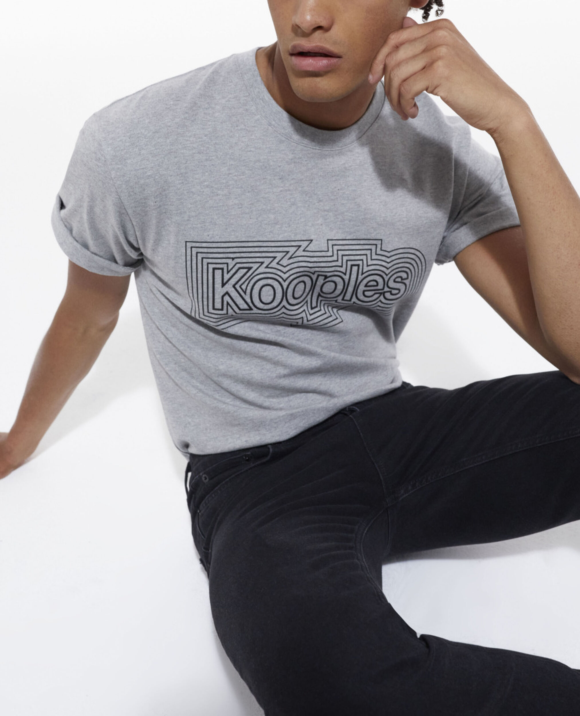 Gray T-shirt with screen print, GREY MELANGE, hi-res image number null