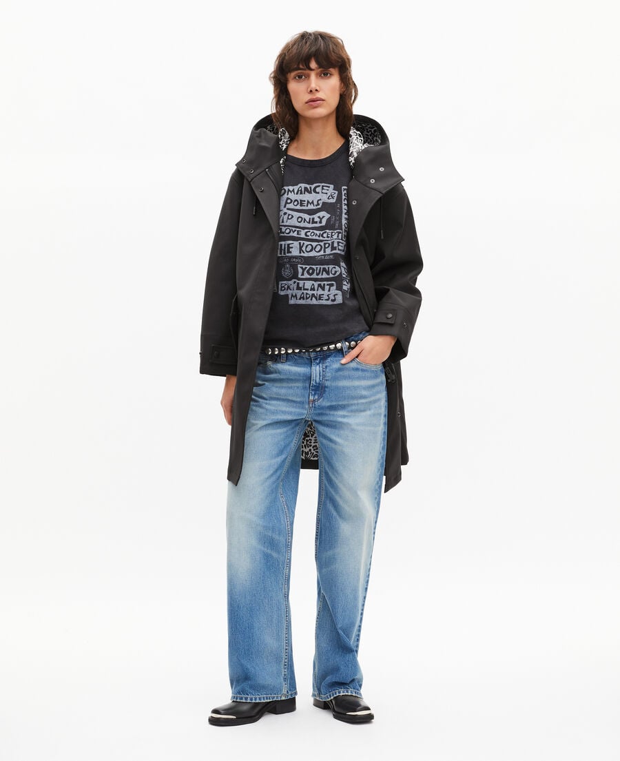 The Kooples FEMME BLACK parka longue &agrave; capuche noire