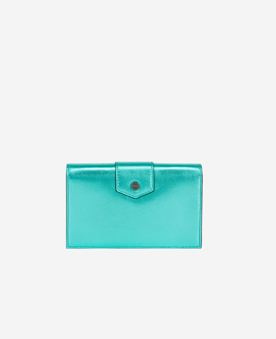 small emily clutch bag in green leather