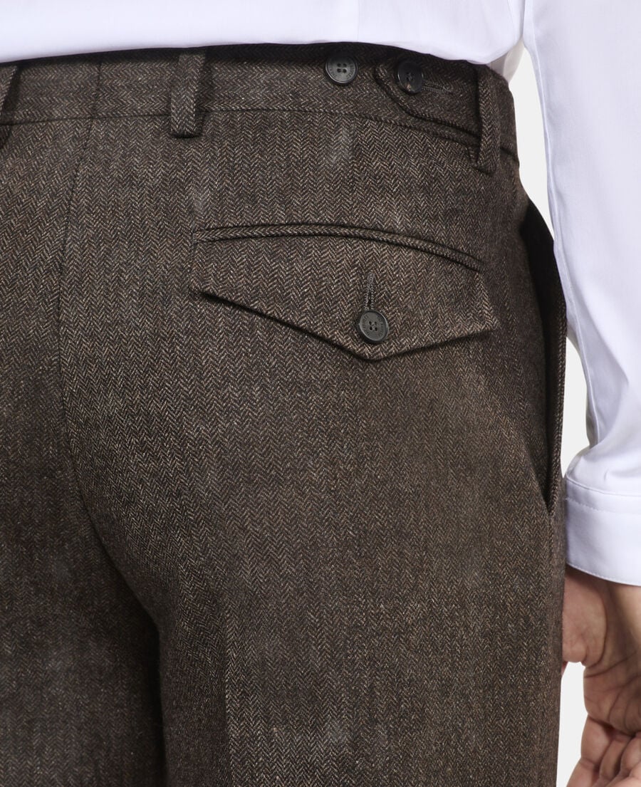 The Kooples HOMME BROWN pantalon de costume en laine mélangée marron