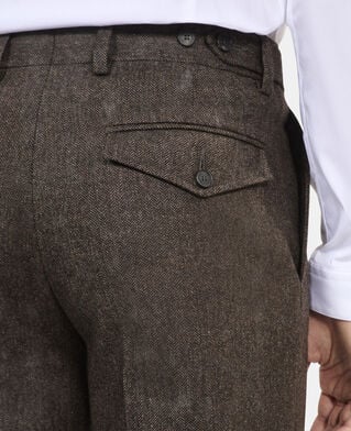 The Kooples HOMME BROWN pantalon de costume en laine mélangée marron