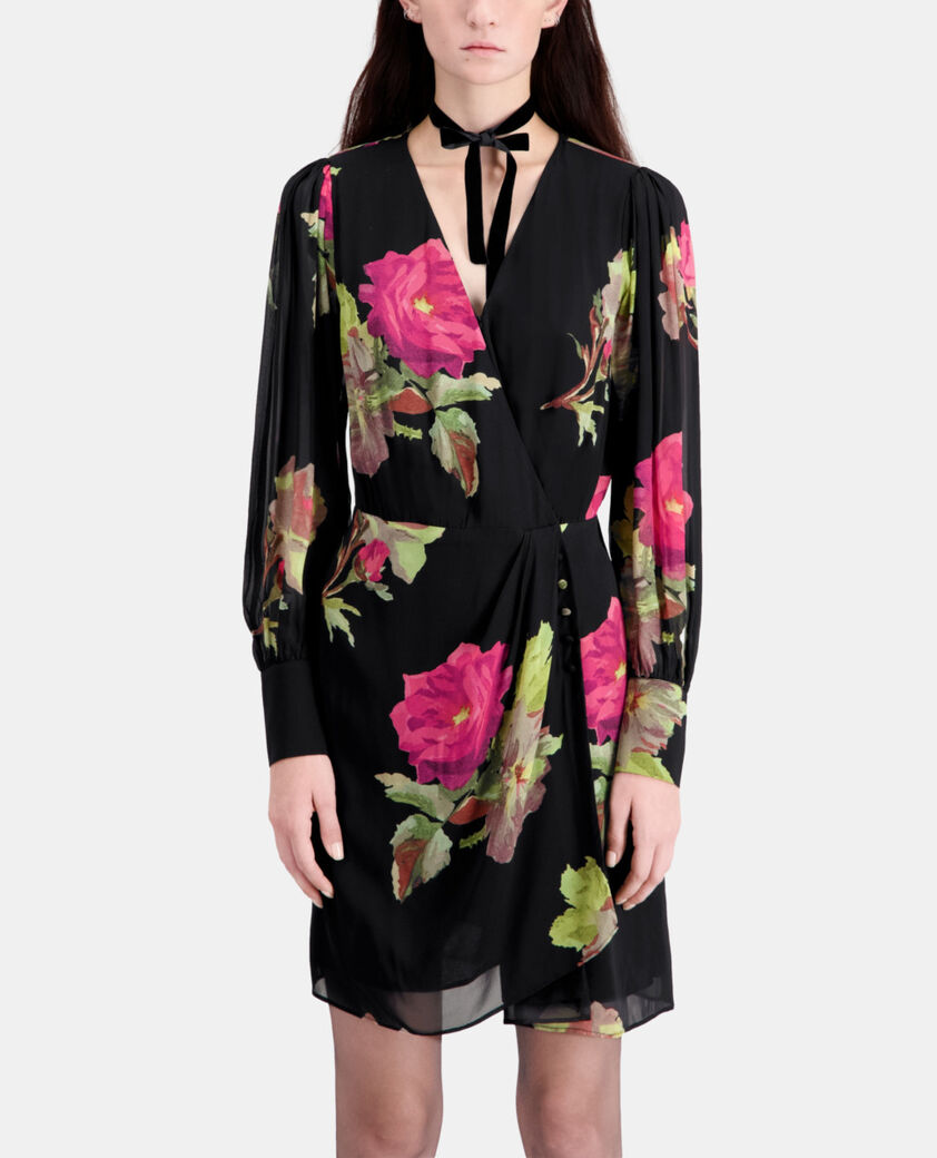 The Kooples FEMME PINK BLACK robe courte imprimée