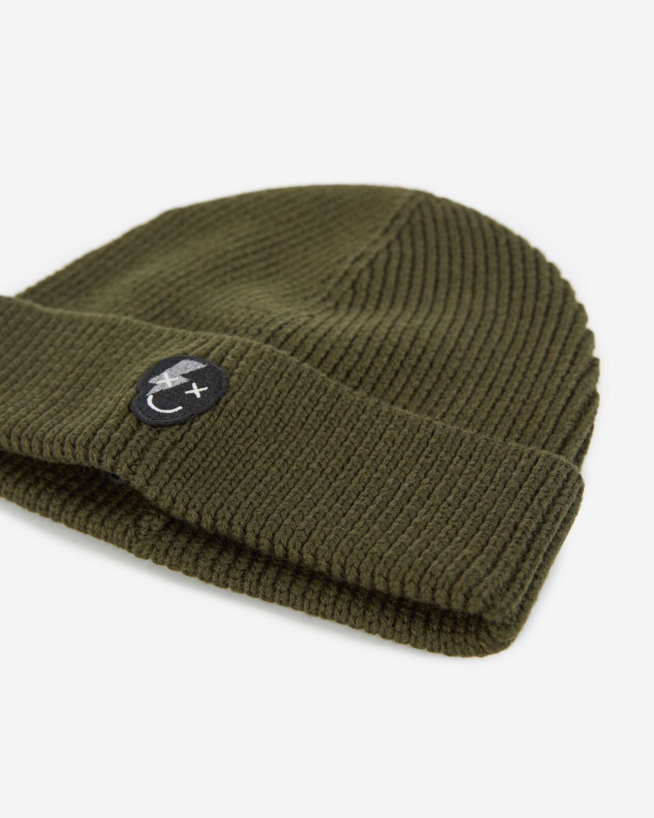 The Kooples MEN KAKI khaki beanie in wool with skull badge