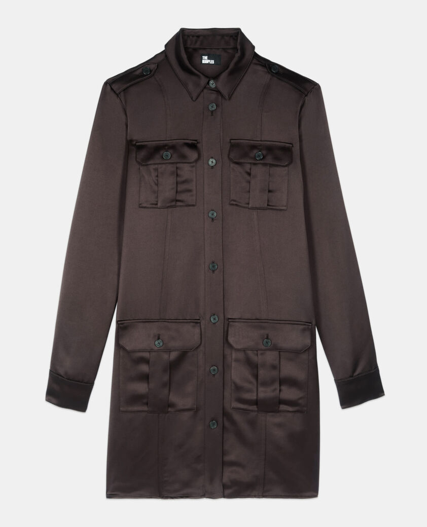 The Kooples WOMEN BROWN short brown safari dress