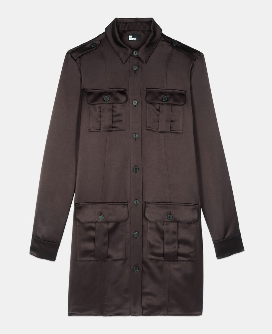 The Kooples FEMME BROWN robe saharienne courte marron