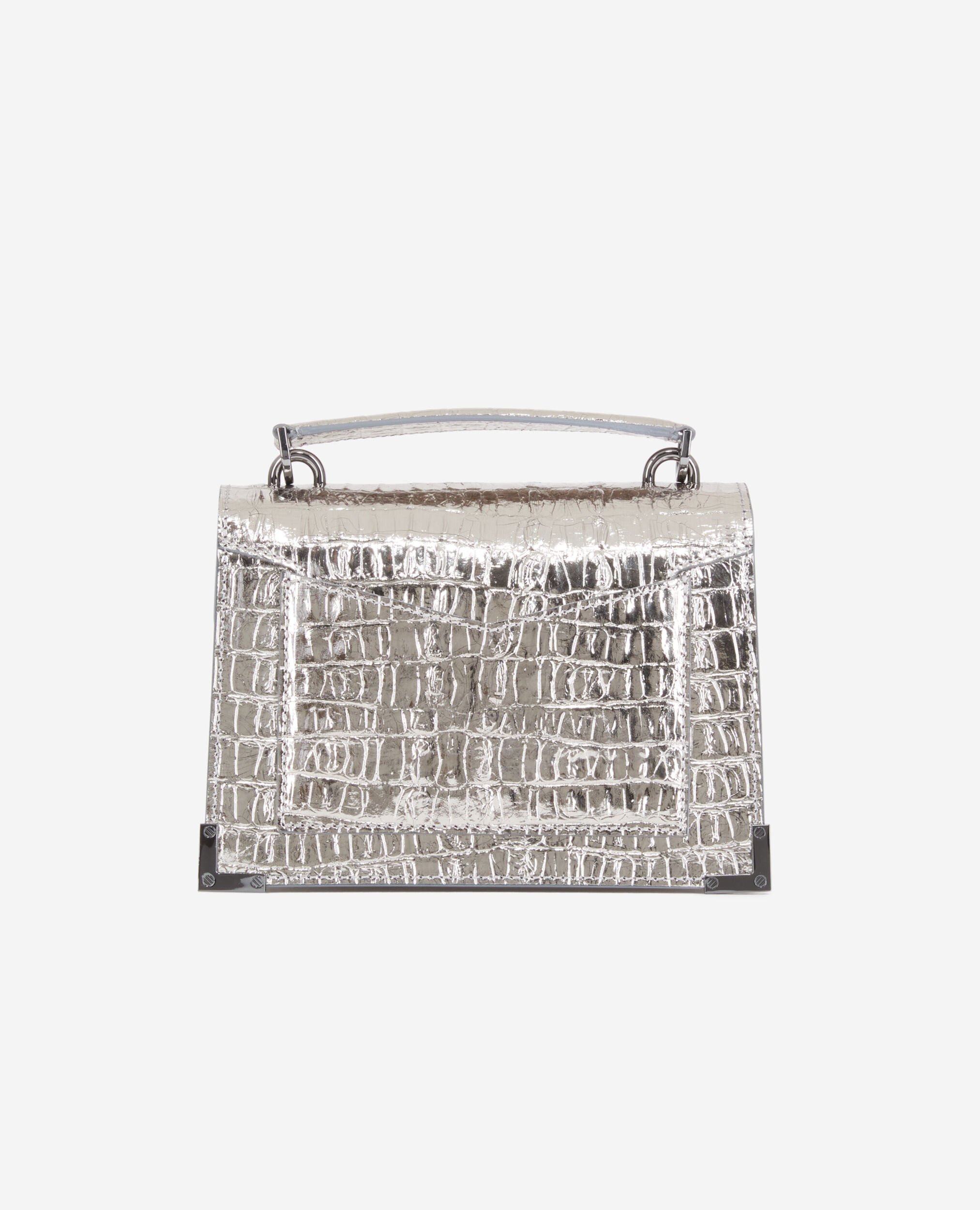 Emily small crocodile effect silver leather bag | The Kooples US