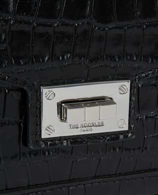 The Kooples WOMEN BLACK emily small crocodile-effect bag in black leather