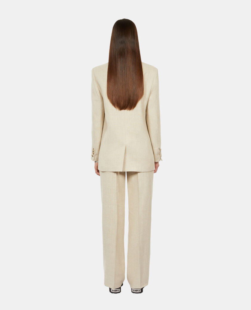 The Kooples WOMEN BEIGE ecru linen suit jacket
