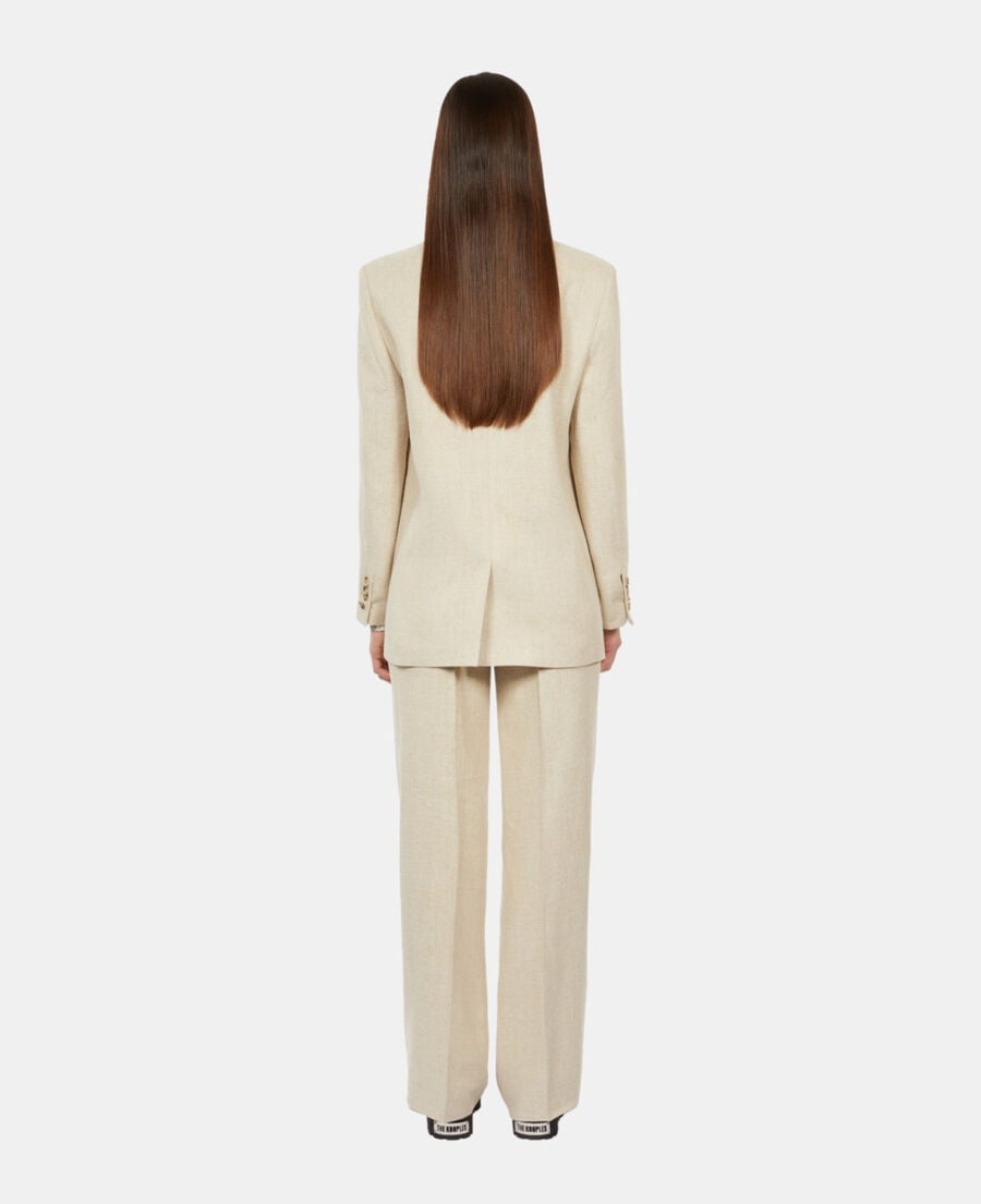The Kooples WOMEN BEIGE ecru linen suit jacket