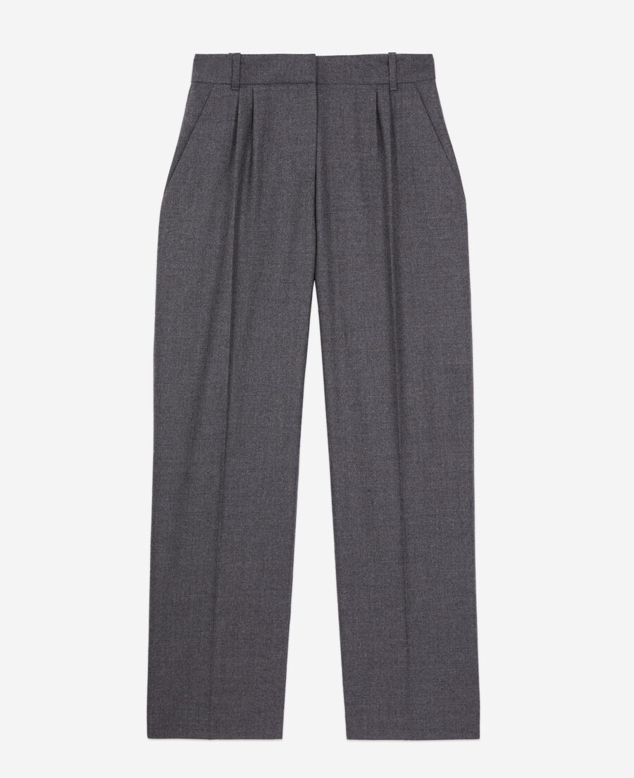 pantalon à pinces gris en flanelle