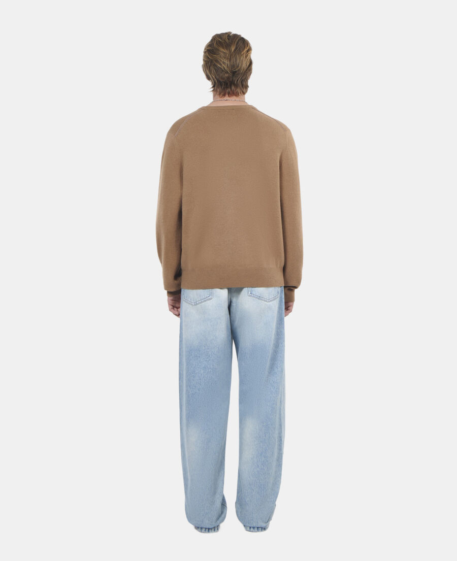 The Kooples HOMME DARK CAMEL pull en cachemire camel