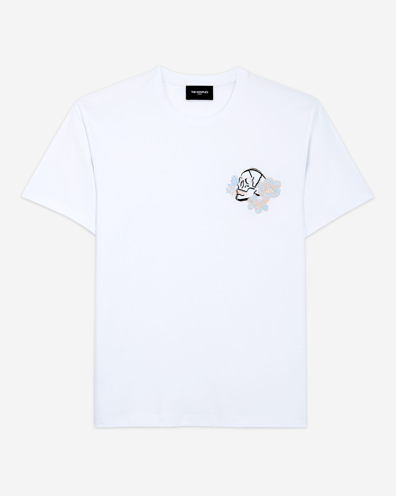 The Kooples MEN WHITE white printed t-shirt with skull and flowers