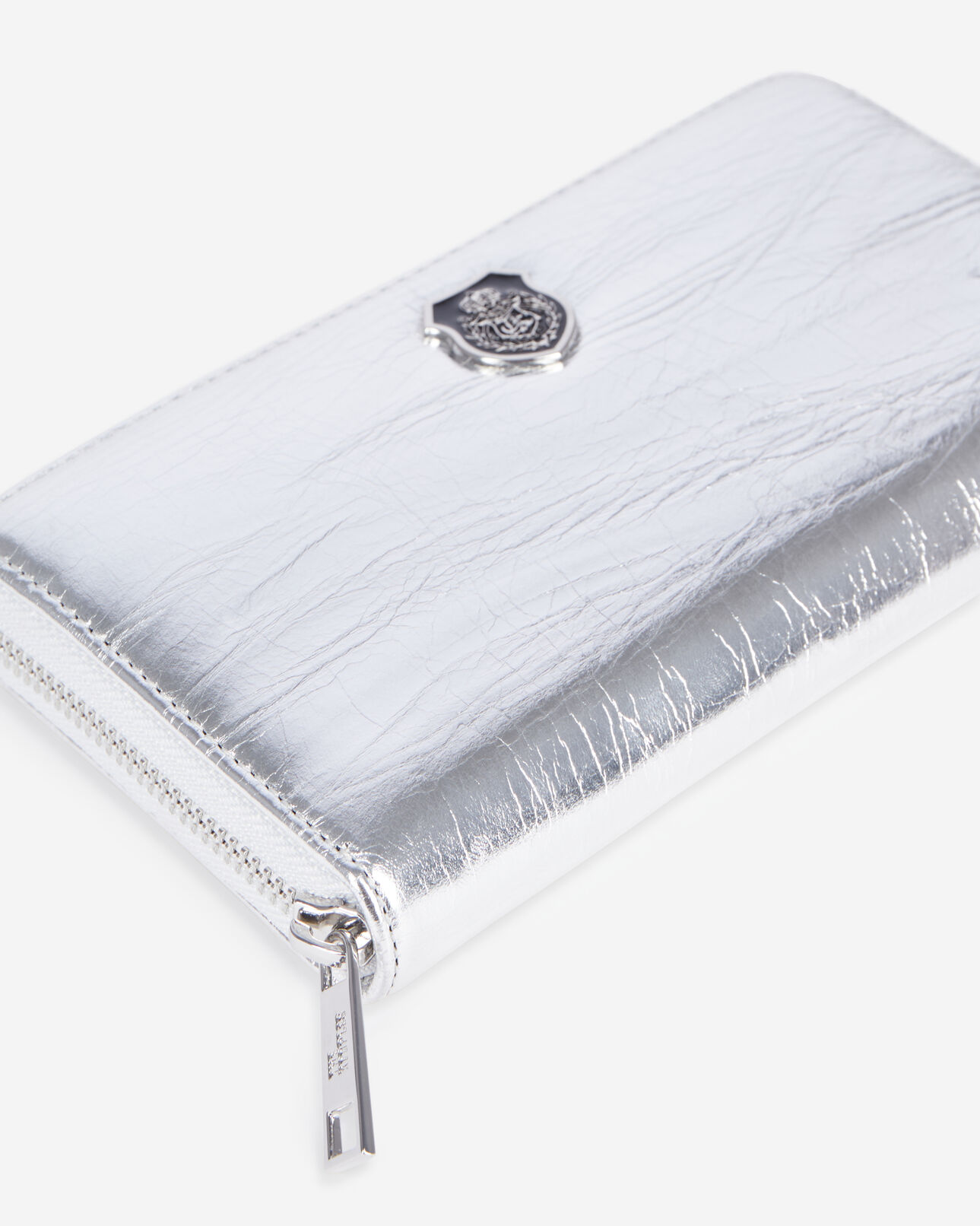 The Kooples FEMME SILVER portefeuille blason en cuir argenté