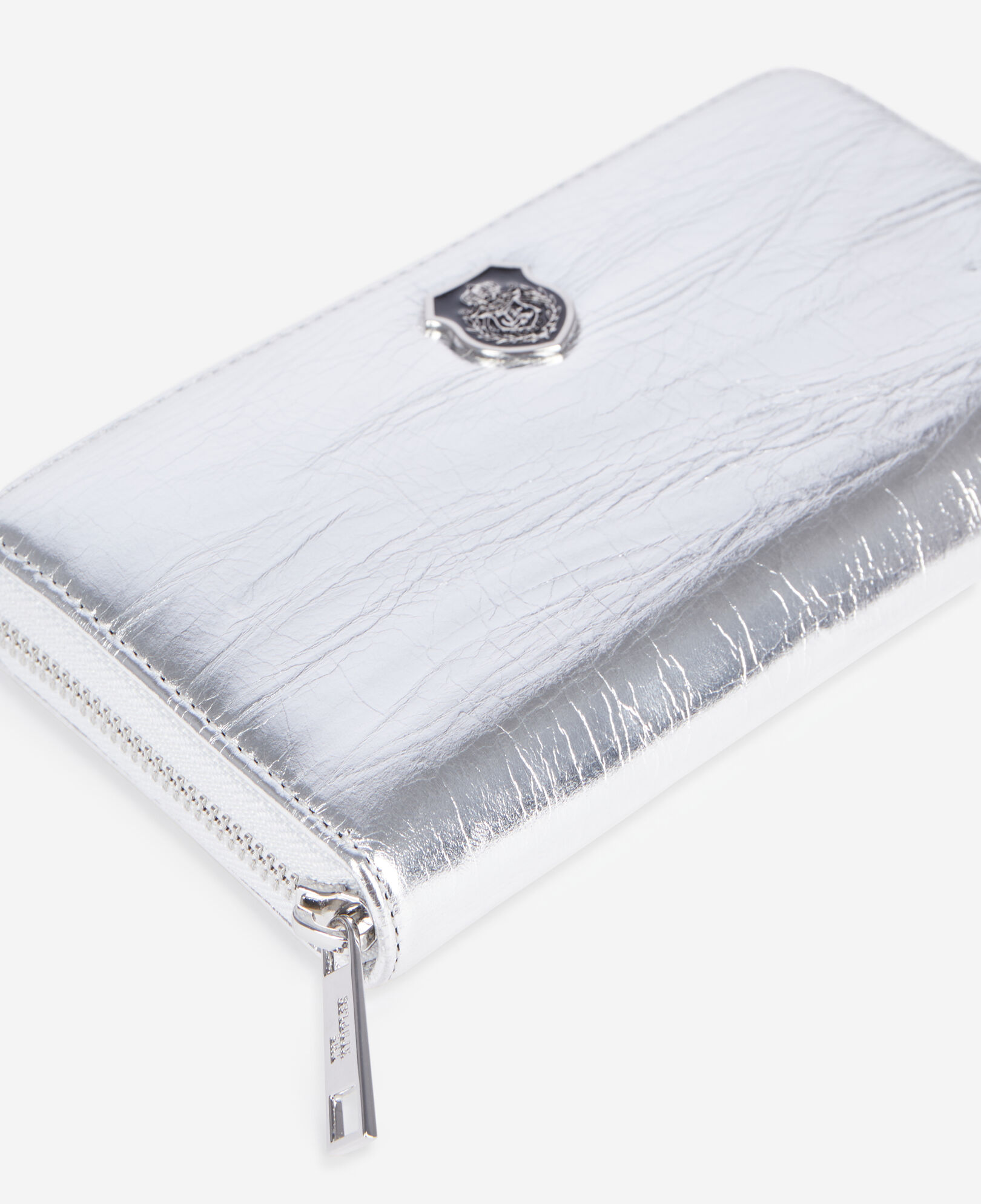 The Kooples FEMME SILVER portefeuille blason en cuir argenté