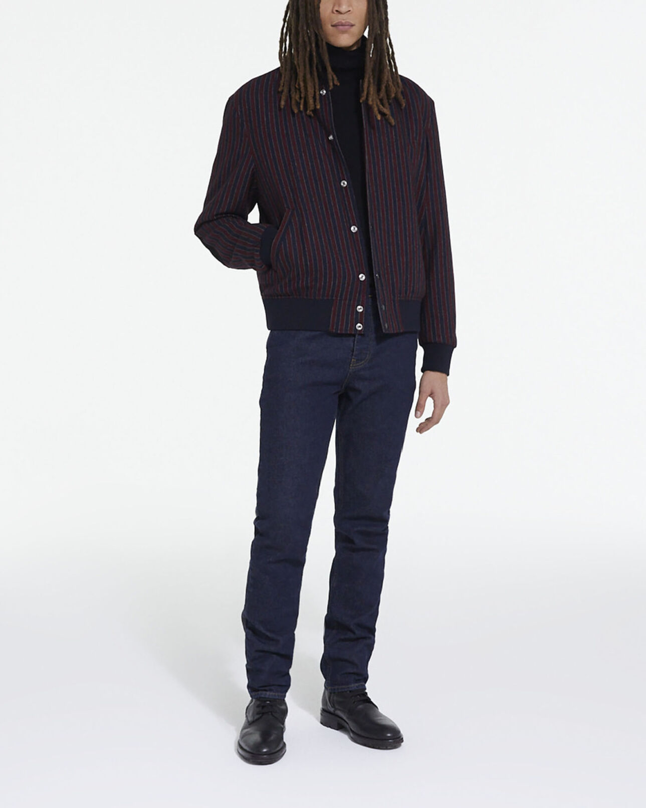 The Kooples HERREN BORDEAUX / NAVY gestreifter blouson