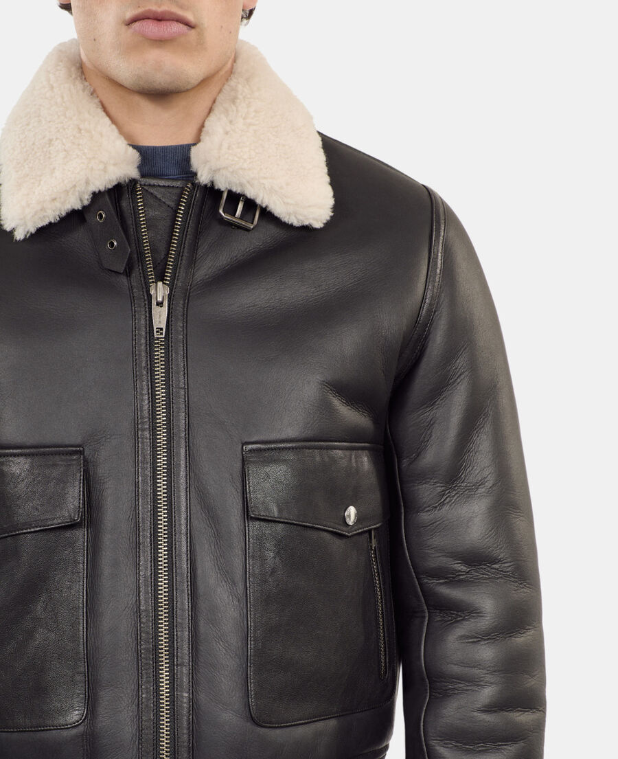 The Kooples MEN BLACK short black shearling jacket