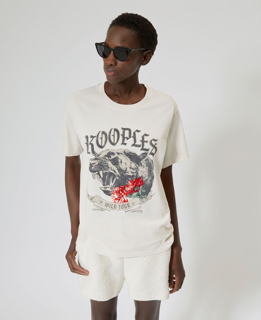 The Kooples FEMME LIGHT BEIGE t-shirt avec s&eacute;rigraphie &eacute;cru