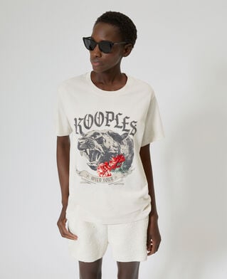 The Kooples FEMME LIGHT BEIGE t-shirt avec s&eacute;rigraphie &eacute;cru