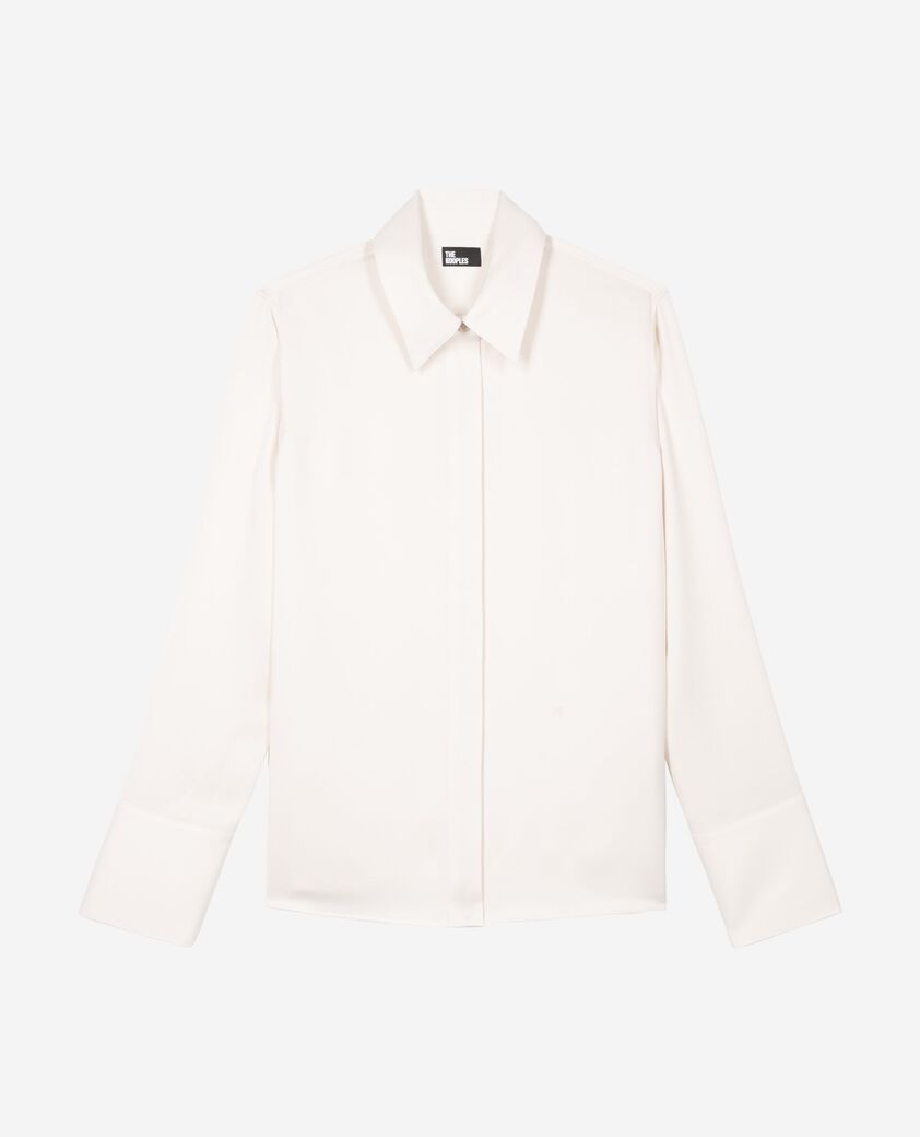 The Kooples WOMEN WHITE ecru satin shirt