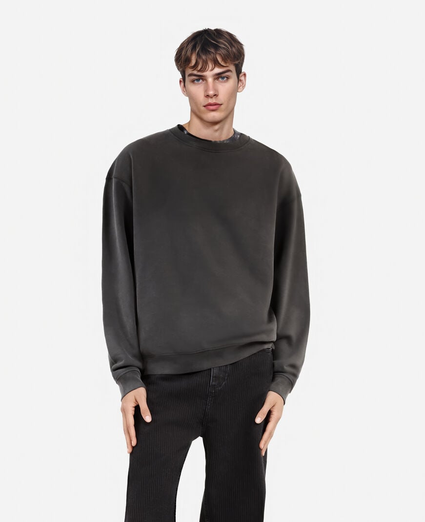 The Kooples HOMME BLACK WASHED sweatshirt avec serigraphie noir délavé