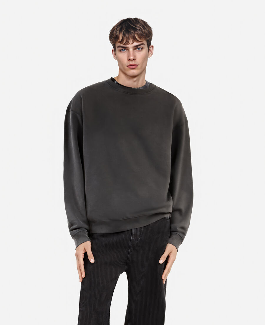 The Kooples MEN BLACK WASHED sweatshirt with faded black screen print