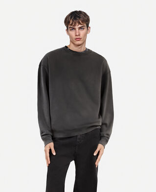The Kooples HOMME BLACK WASHED sweatshirt avec serigraphie noir délavé