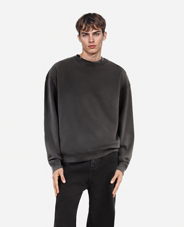 The Kooples MEN BLACK WASHED sweatshirt with faded black screen print