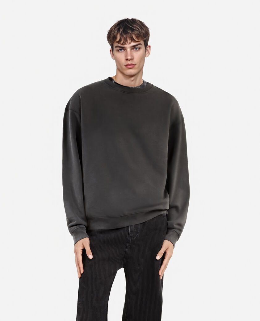 The Kooples HERREN BLACK WASHED sweatshirt mit verblasstem schwarzem siebdruck