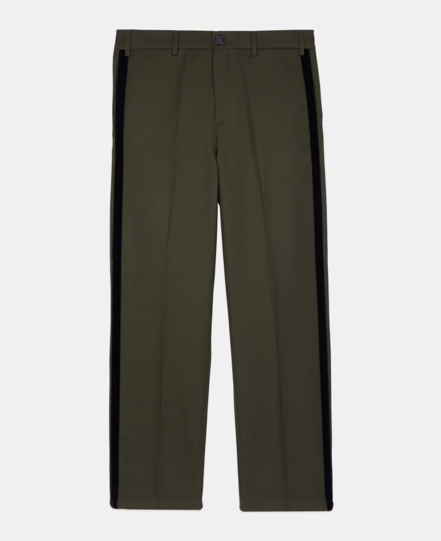 The Kooples HOMME KAKI pantalon large en laine m&eacute;lang&eacute;e kaki