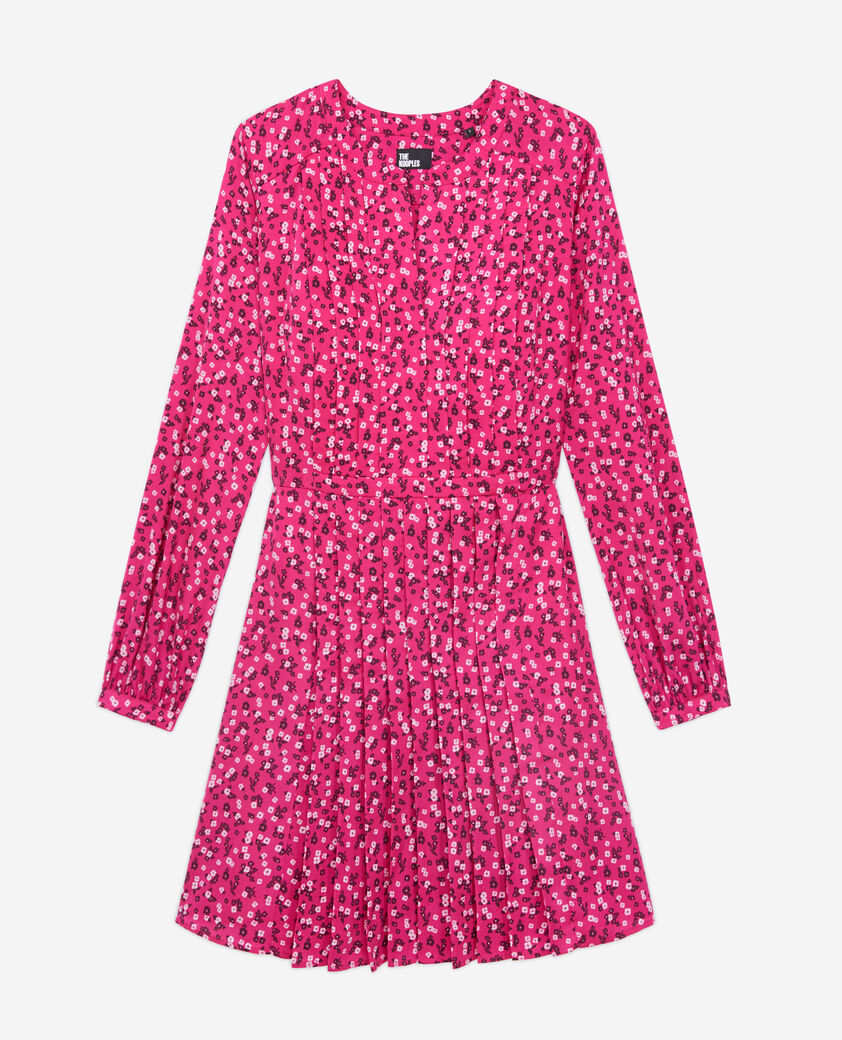 The Kooples FEMME PINK BLACK robe courte imprimée avec plissage