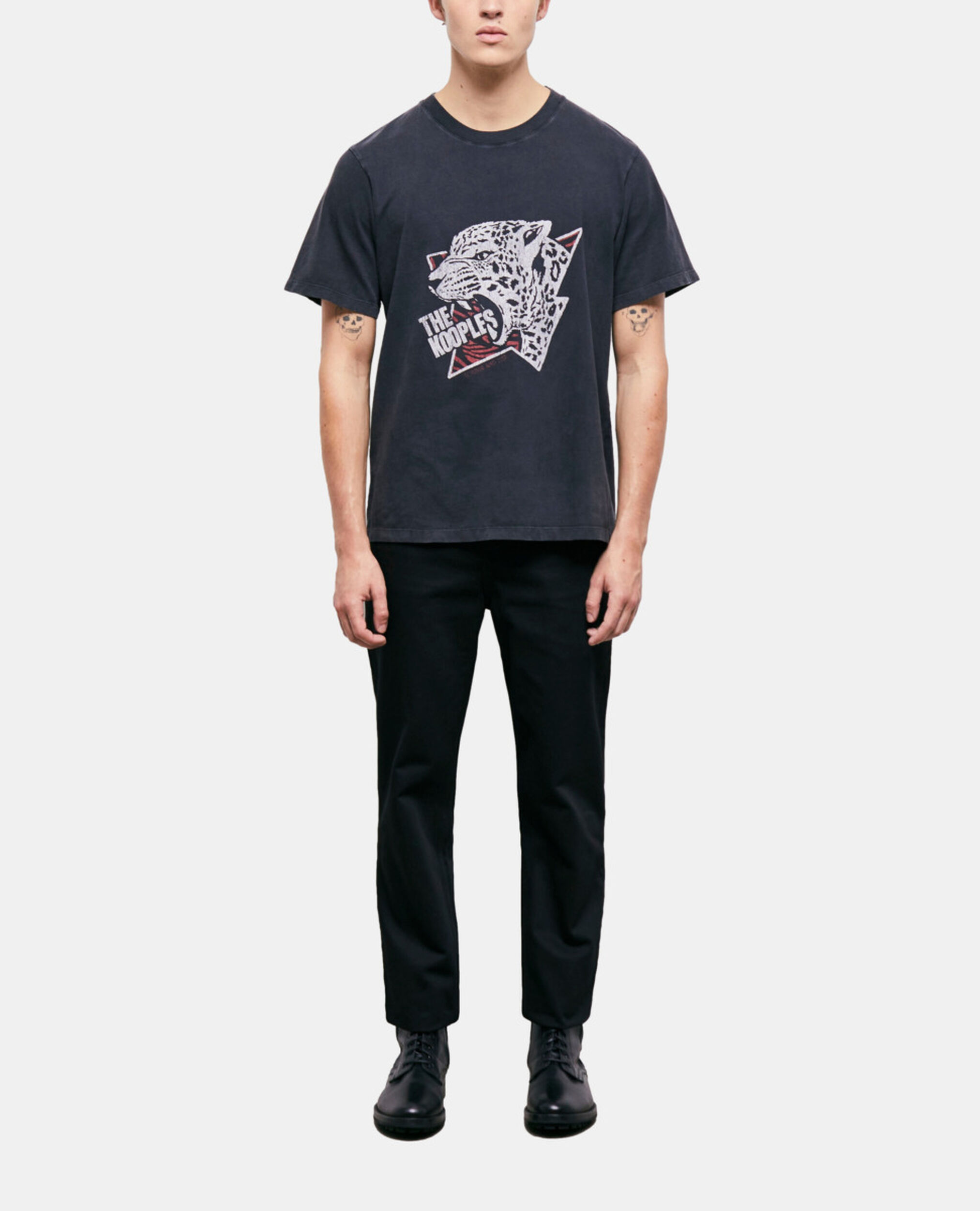 Camiseta serigrafiada tigre para hombre, BLACK WASHED, hi-res image number null