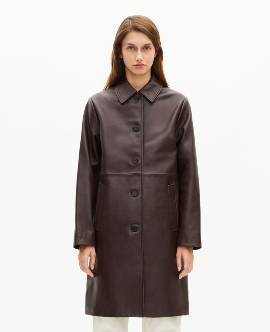 The Kooples DAMEN WINE RED bordeauxroter ledermantel