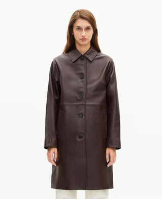 The Kooples DAMEN WINE RED bordeauxroter ledermantel