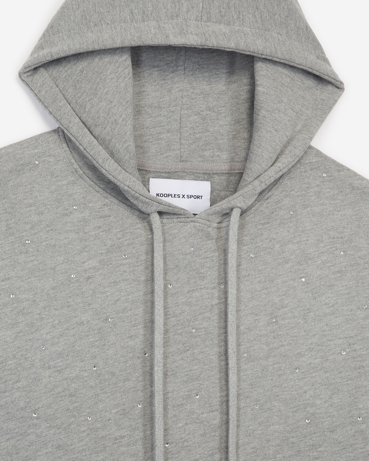 Grey hoodie with rhinestones all over, GREY MELANGE, hi-res image number null