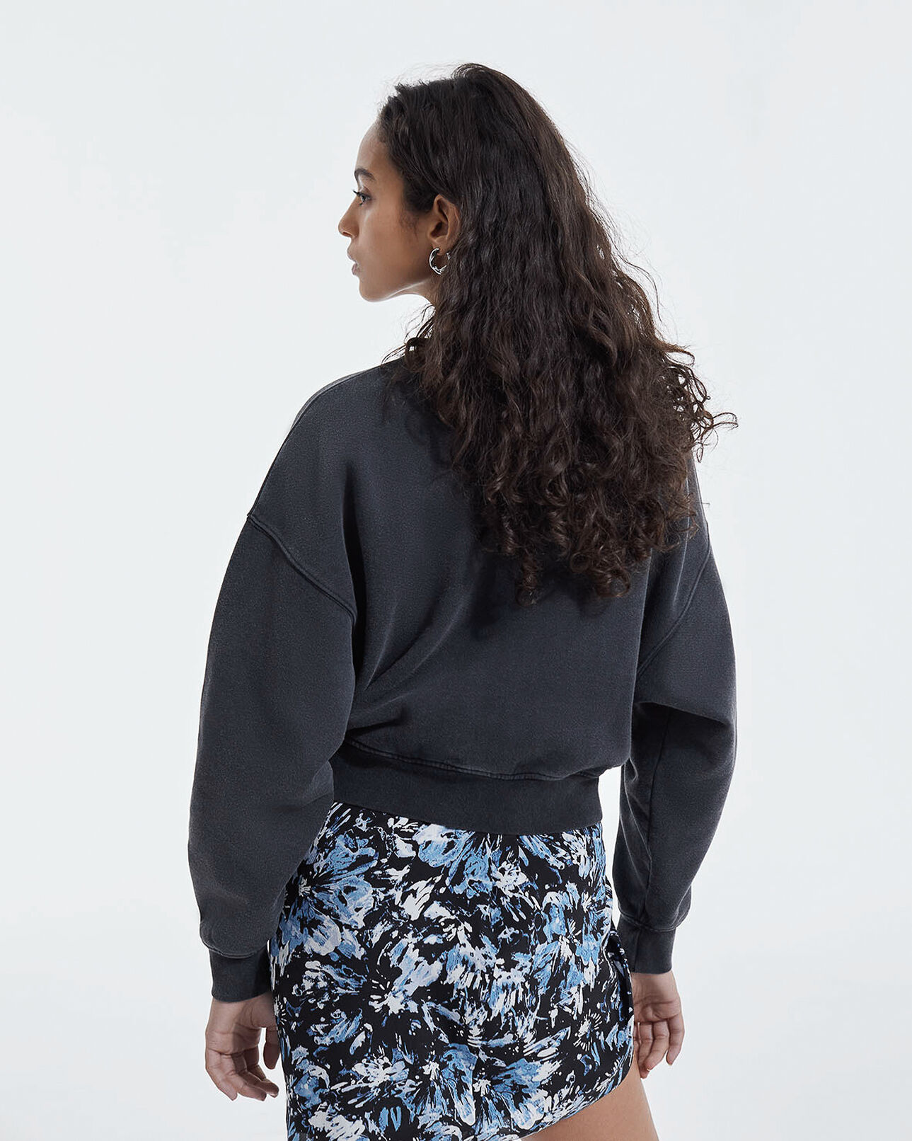 The Kooples WOMEN BLACK WASHED faded black sweatshirt with triple logo