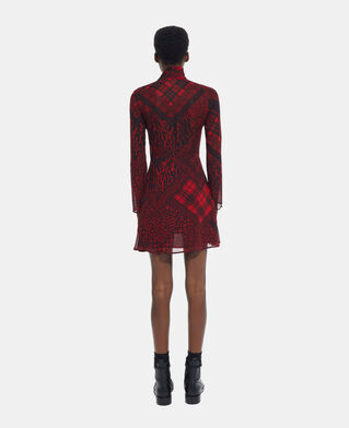 The Kooples DAMEN RED / BLACK rotes kurzes kleid mit print